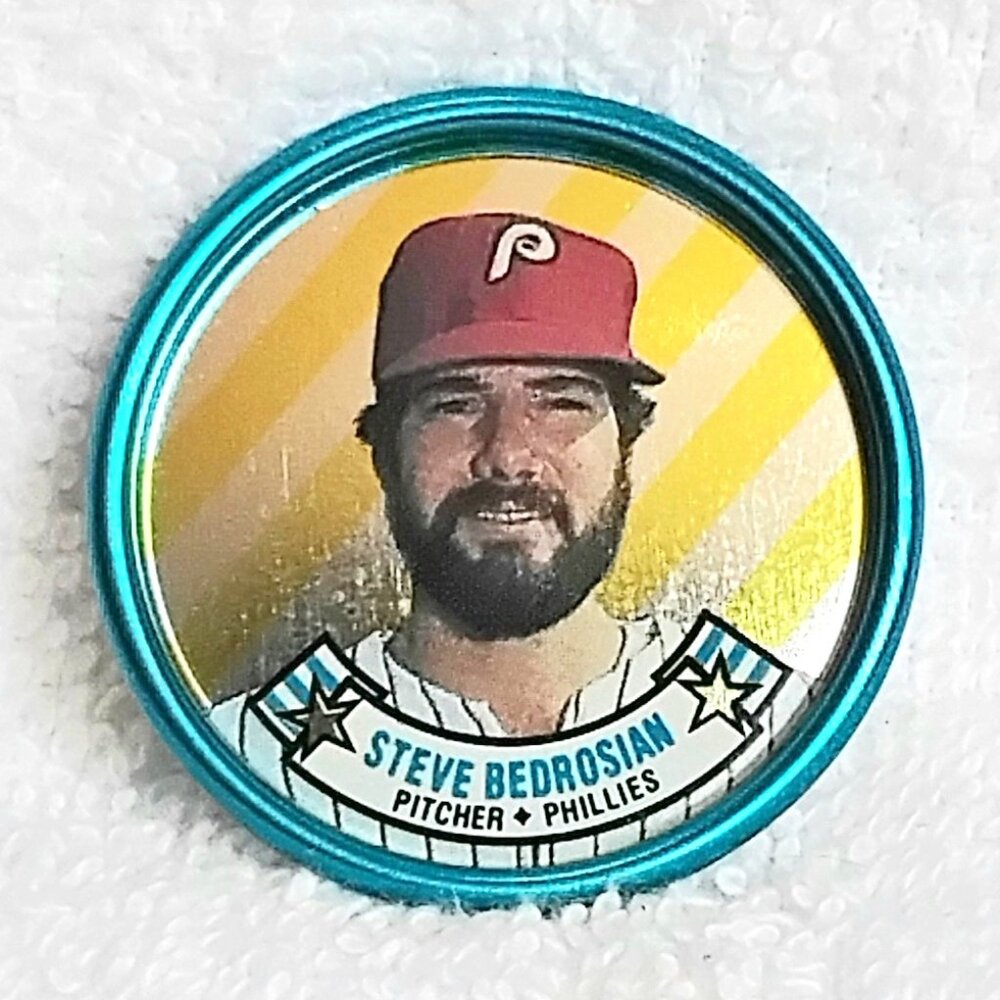 3/$20 Vintage & Mint 1988 Topps MLB Steve Bedrosian 1 1/2" Metal Coin 34/60!!